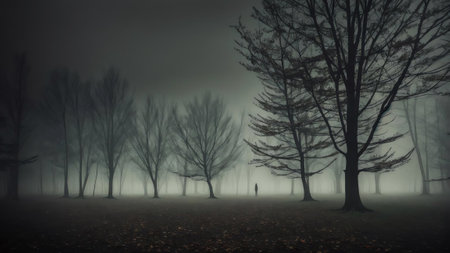 Crimson Mist A Haunting Halloween Tale AI Generated.の素材