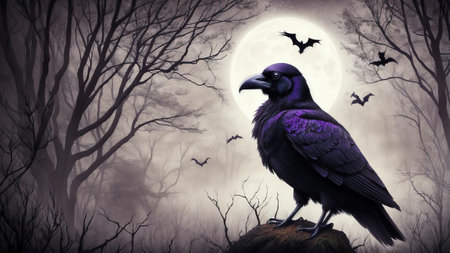 Mysterious Raven s Gaze AI Generated.の素材