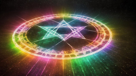 Arcane Illumination The Glowing Magic Pentagram AI Generated.の素材