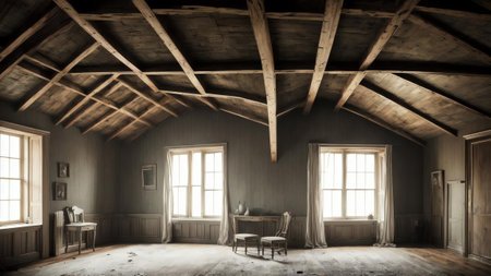 Whispers from the Shadows The Haunted Attic AI Generated.の素材