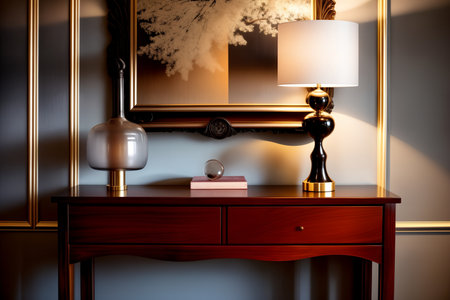 Console Table Delight A Realistic Photo of Exquisite Craftsmanship AI Generated.の素材