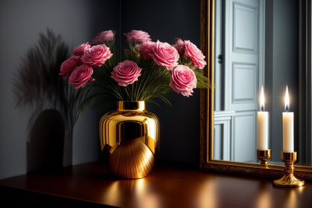 Reflective Serenity A Captivating Photo of a Realistic Mirror AI Generated.の素材