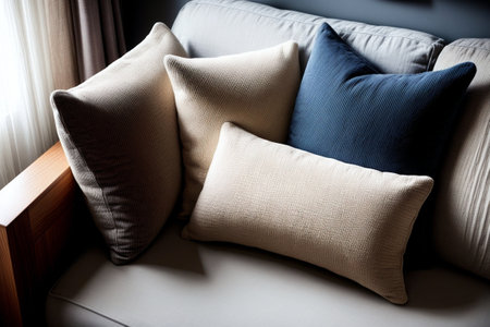 Textured Delight A Captivating Photo of Realistic Throw Pillows AI Generated.の素材