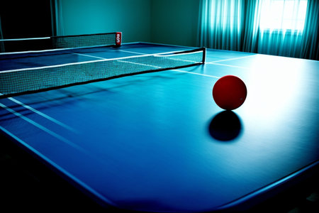 The Beauty of Precision A Macro View of a Table Tennis Paddle AI Generated.の素材