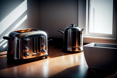 The Charm of a Realistic Toaster in Close up AI Generated.の素材