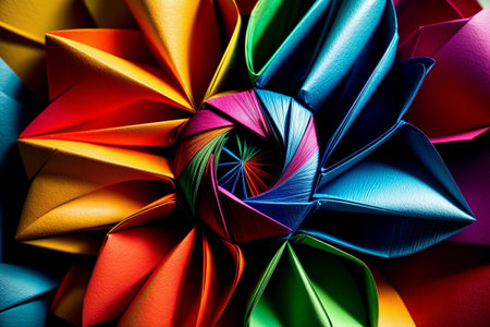 Vibrant Folds A Macro View of Origami Paper AI Generated.の素材