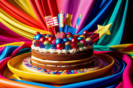 Vibrant and Festive Banners Floating in the Air AI Generated.の素材