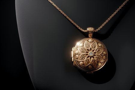 Sentimental Beauty A Captivating Capture of a Delicate Locket Pendant AI Generated.の素材