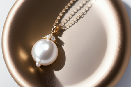 Elegance in Motion The Enchanting Pearl Drop Pendant AI Generated.の素材