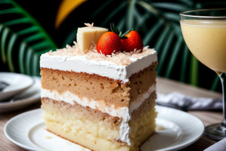 Tempting Tapioca Cake A Taste of Tropical Bliss AI Generated.の素材
