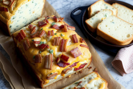 Bacon Lover s Dream Irresistible Bacon Cheese Bread Delight AI Generated.の素材