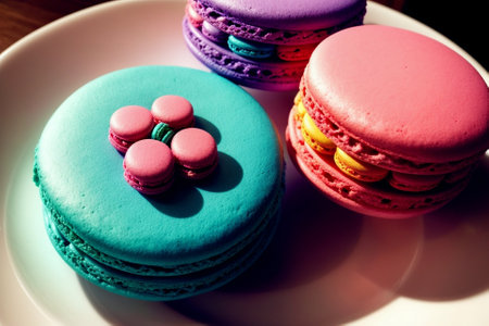 Irresistible Damasco Cake Macaron A Colorful Confectionary Delight AI Generated.の素材