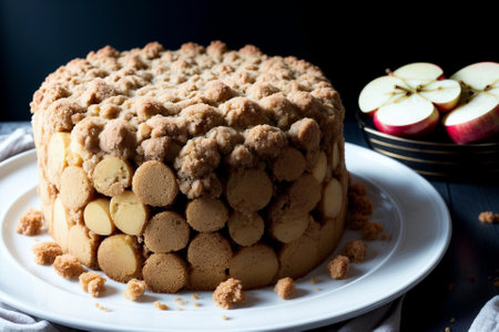 Scrumptious Apple Streusel Cake A Delightful Blend of Sweetness and Crunch AI Generated.の素材