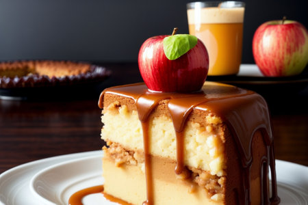 Indulge in the Decadent Delights of Apple Caramel Cake AI Generated.の素材