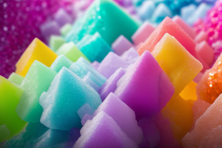 A Vibrant Capture of Sugar Crystals in High Contrast AI Generated.の素材