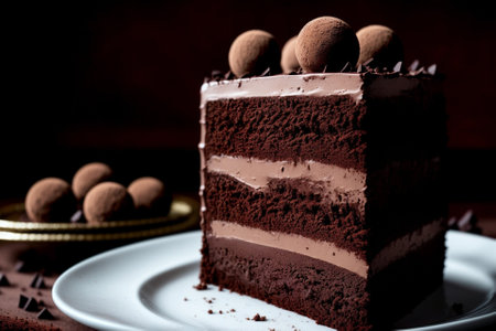 Indulge in the Decadent Pleasures of a Chocolate Truffle Cake AI Generated.の素材