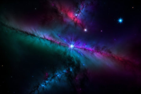 Celestial Beauty Surreal Space Art with Nebulae and Galaxies AI Generated.の素材