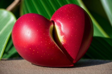 Juicy Delight A Vibrant Close up of a Heart Shaped Fruit AI Generated.の素材