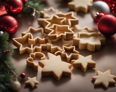 Festive Christmas Cookie Cutters for Delicious Holiday Baking AI Generated.の素材