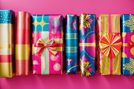 Wrapped in Joy Vibrant Gift Wrapping Paper Designs AI Generated.の素材