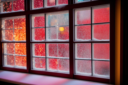 Festive Window Clings and Decals Adding Holiday Cheer to Your Home AI Generated.の素材