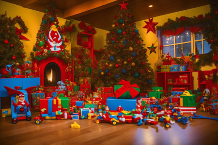 Whimsical Santa s Workshop Toy Sets by David Roberts AI Generated.の素材