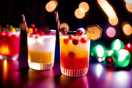 Sparkling Festive Drink Stirrers Adding a Touch of Glamour to Your Holiday Drinks AI Generated.の素材
