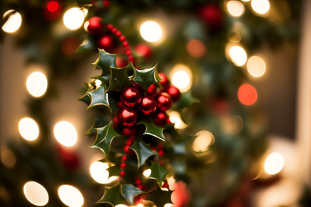Festive Elegance Holly and Ivy Garlands AI Generated.の素材
