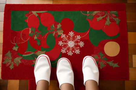 Welcoming Christmas Vibrant and Whimsical Doormats AI Generated.の素材