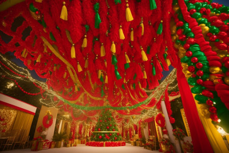 Festive Christmas Tassel Garlands to Spruce Up Your Decor AI Generated.の素材