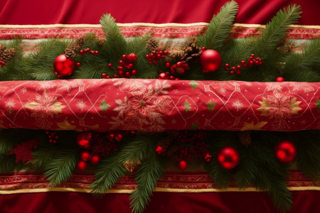 Festive Elegance Vibrant Christmas Table Runners AI Generated.の素材