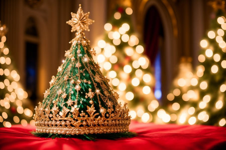 Crowned in Sparkles Shimmering Tinsel Crowns for a Festive Holiday Look AI Generated.の素材