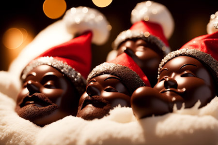 Sweet Delights Irresistible Chocolate Santa Figures AI Generated.の素材