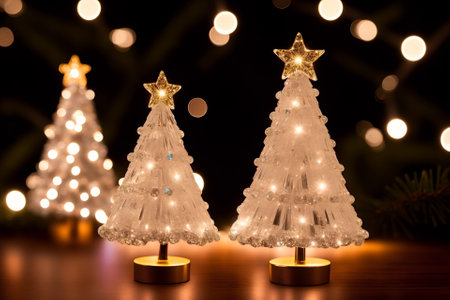 Celestial Angel Tree Toppers Illuminated by LED Lights AI Generated.の素材