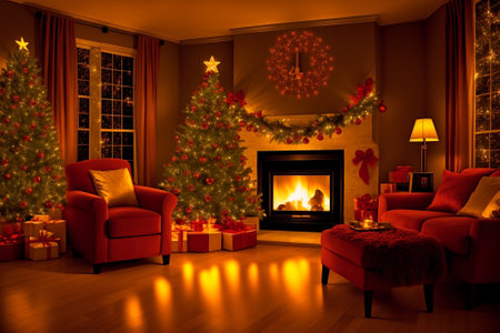 Lighted Christmas Canvas Art Radiant Festive Masterpieces AI Generated.の素材