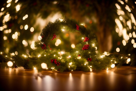 Under the Mistletoe Captivating Wreaths for Festive Delight AI Generated.の素材