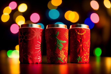 Captivating Festive Drink Koozies for a Colorful Celebration AI Generated.の素材