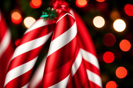 Vibrant Candy Canes with Red and White Stripes AI Generated.の素材