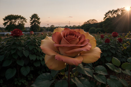 Sunlit Beauty in the Rose Garden AI Generated.の素材