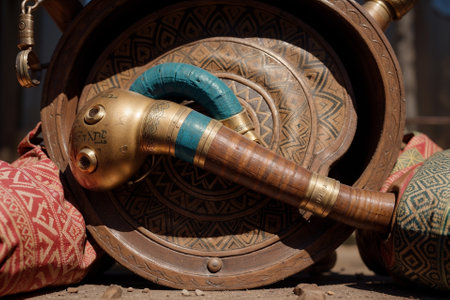 Vibrant Indian inspired Shofar Close Up AI Generated.の素材