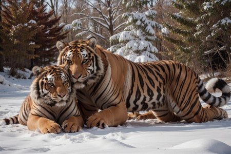 Crimson Guardians of the Wild AI Generated.の素材