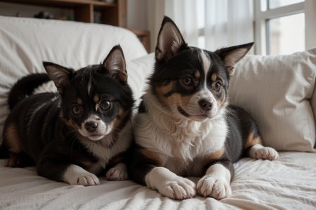 Unlikely Friends An Adorable Dog and a Curious Kitten AI Generated.の素材