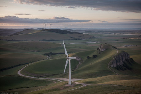 Winds of Change Harnessing Renewable Energy for a Sustainable Future AI Generated.の素材