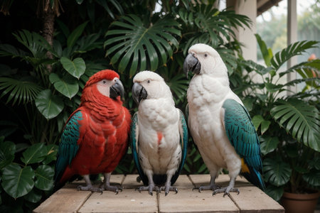 Majestic Avian Collection Captivating Parrots and Cockatoos AI Generated.の素材