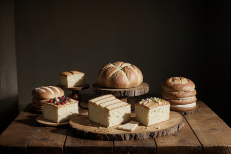 Tempting Assortment of Isolated Bread and Cake AI Generated.の素材