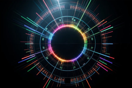 Mesmerizing Neon Light Circle Background AI Generated.の素材