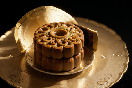 Tempting Delight Captivating Moon Cake AI Generated.の素材
