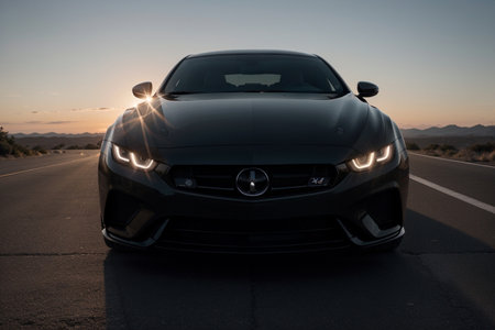 Embracing the Night The Allure of a Luxury Car in the Twilight AI Generated.の素材