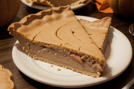 Mouthwatering Slice of Pumpkin Pie by David Miller AI Generated.の素材
