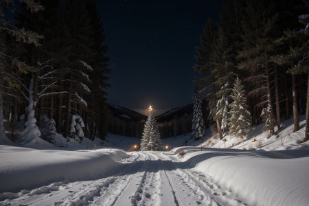 Enchanting Winter Wonderland A Captivating Christmas Scene AI Generated.の素材